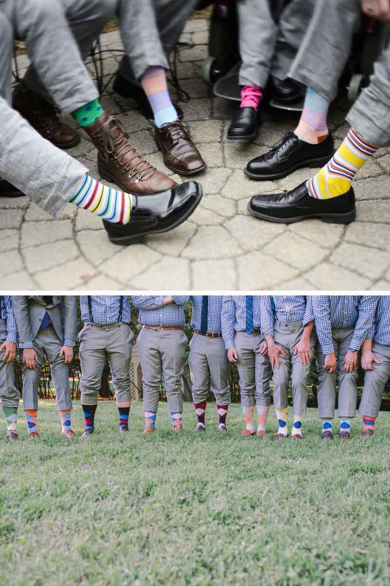 colorful sock at wedding